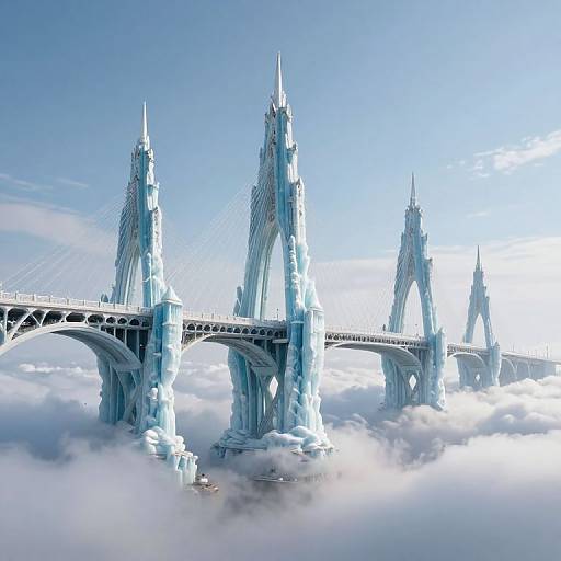 Fantastical Icy Bridge Above Clouds