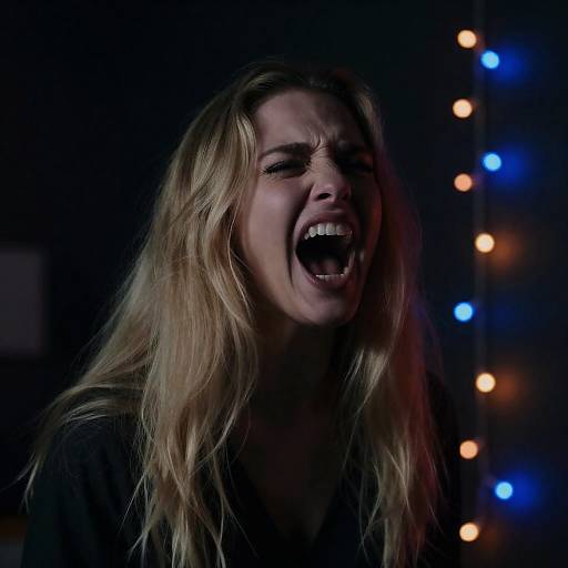 Intense Expression Under Glowing Lights