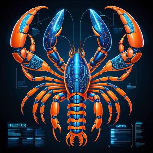 Futuristic Lobster Schematic Illustration