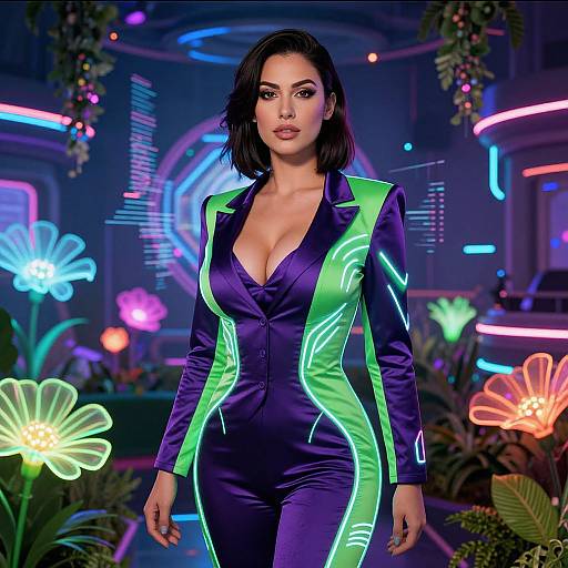 Futuristic Neon Party Woman