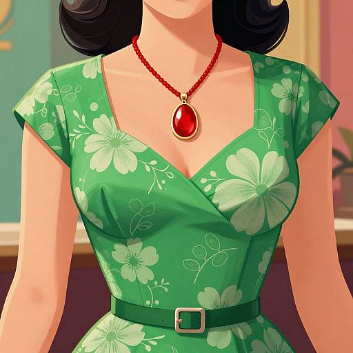 Vintage Pin-Up Style Floral Illustration