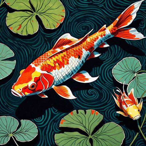 Vibrant Neo-Impressionist Koi Fish Artwork Vibrant Neo-Impressionist Koi Fish Artwork