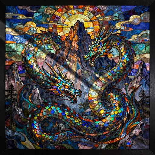 Psychedelic Serpentine Dragon Stained Glass