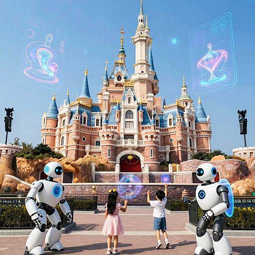 Futuristic Disney Park with Robots