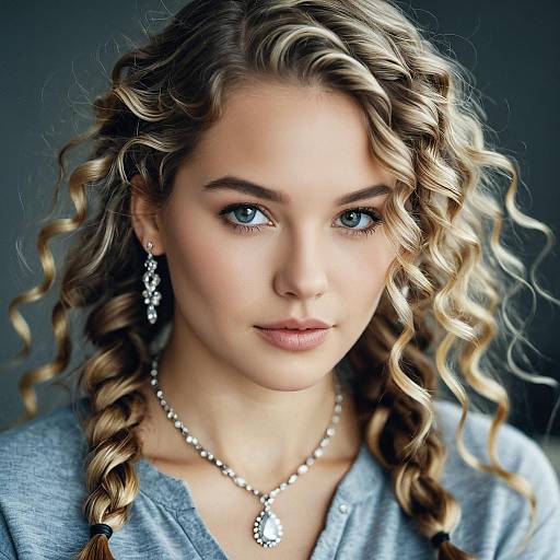 Young Woman with Small Knotless Braids and Curly Hair