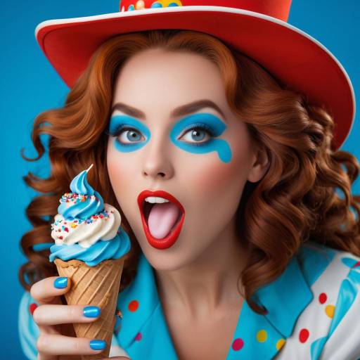 Elegant Lady with Ice Cream Delight Elegant Lady with Ice Cream Delight