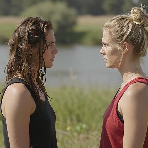 Dynamic Encounter Between Two Women Outdoors