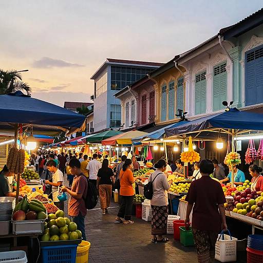 Vibrant Malaysian Street Market Dusk