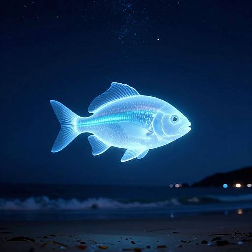 Luminous Fish Over Tranquil Beach