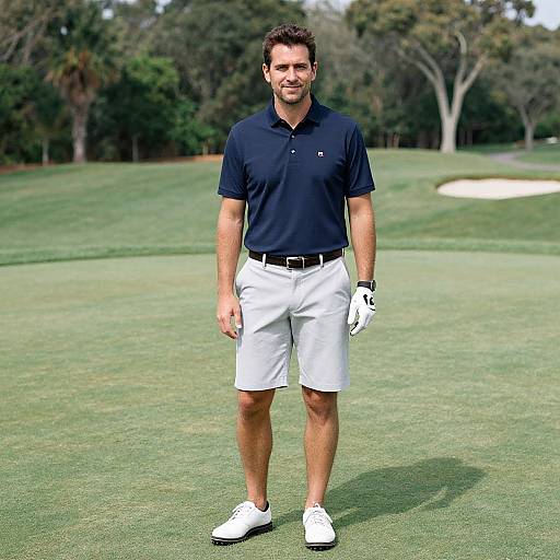 Man in Navy Polo Enjoying Sunny Day