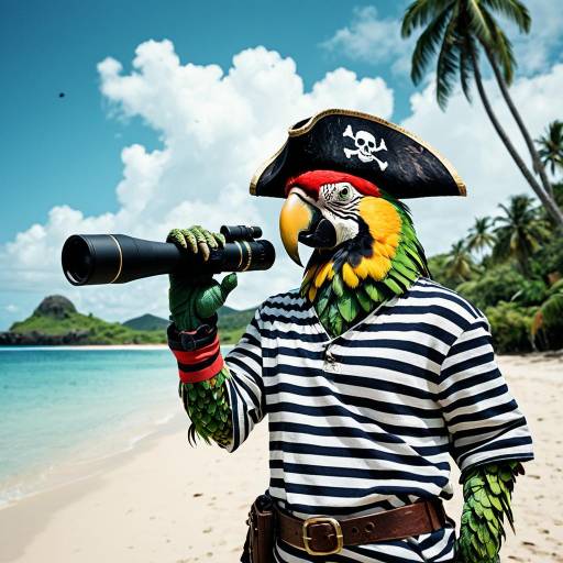 Pirate Parrot on Tropical Beach