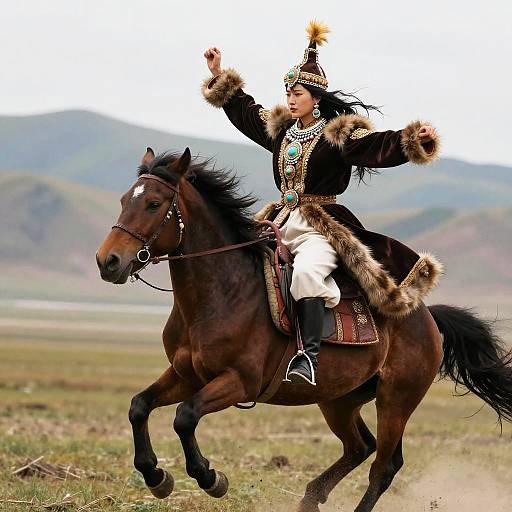 Kazakh Rider in Ornamental Costume