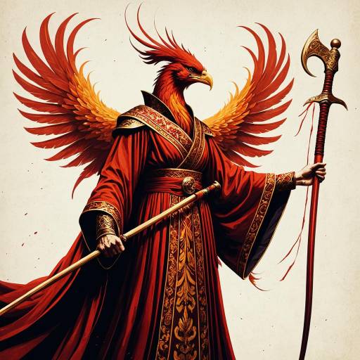Regal Phoenix Warrior in Ornate Robe