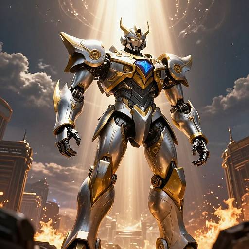 Celestial Titan Mecha Under Fire