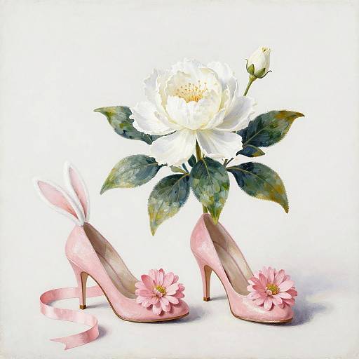 Still Life with White Flower and Heels