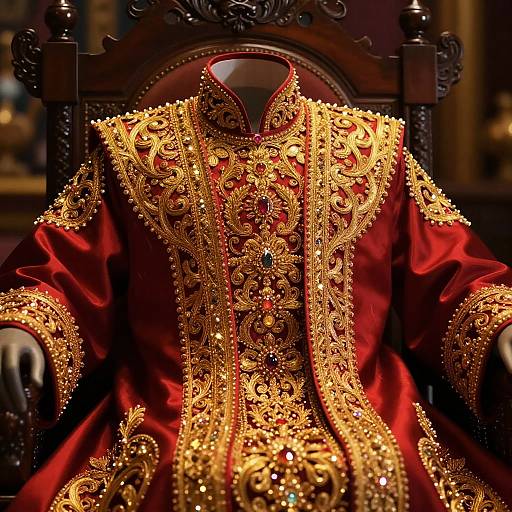 Royal Crimson Mantle with Gold Embroidery