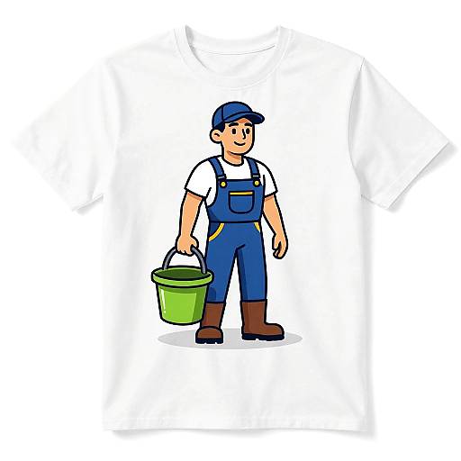 Aerial Cartoon Gardener Vector Art