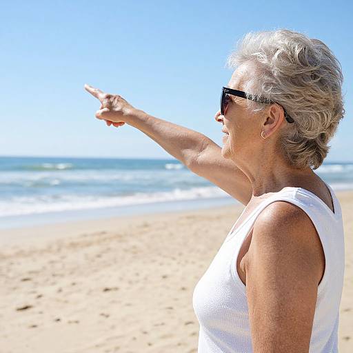 Elderly Woman on Sunny Beach