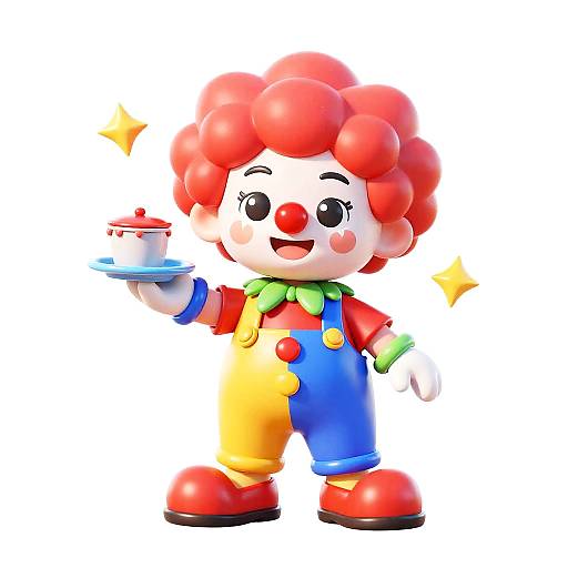 Cheerful Circus Clown Doing Chores