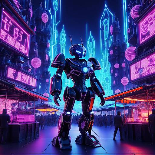 Transforming Robot in Neon Marketplace