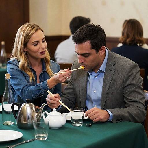 Intimate Dining Scene with Emotions