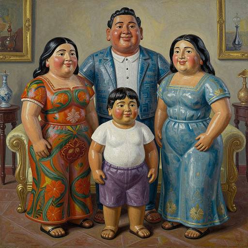 Botero Family in Elegant Living Room