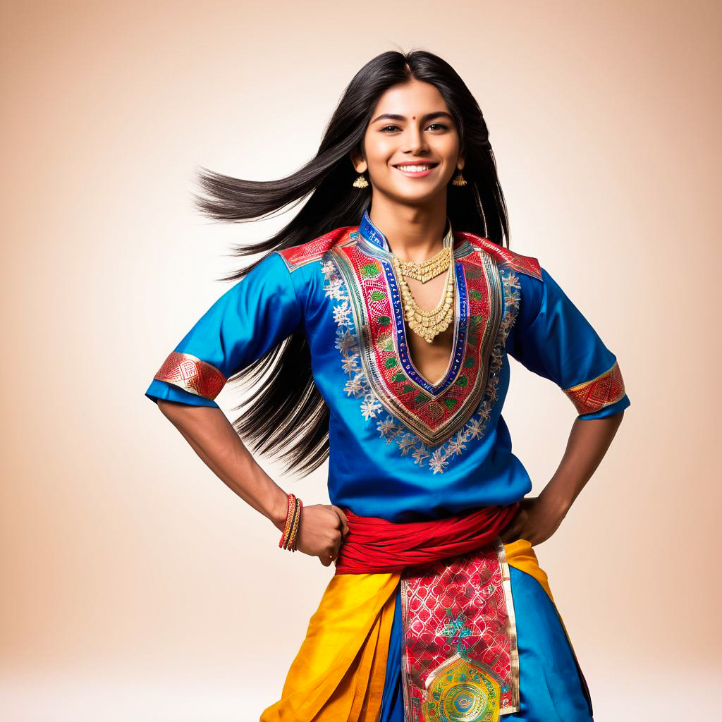 Excited Teen in Vibrant Navratri Attire