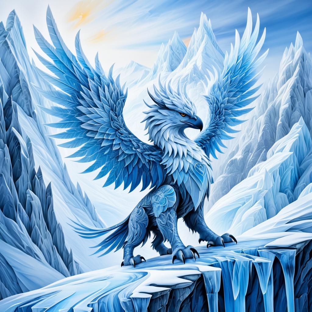 Majestic Winter Griffin in Icy Landscape