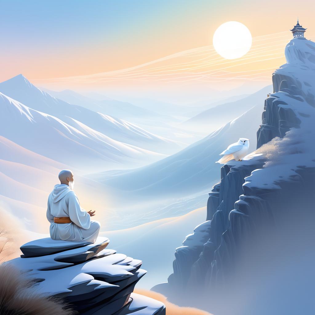 Serene Monk Meditation at Sunrise