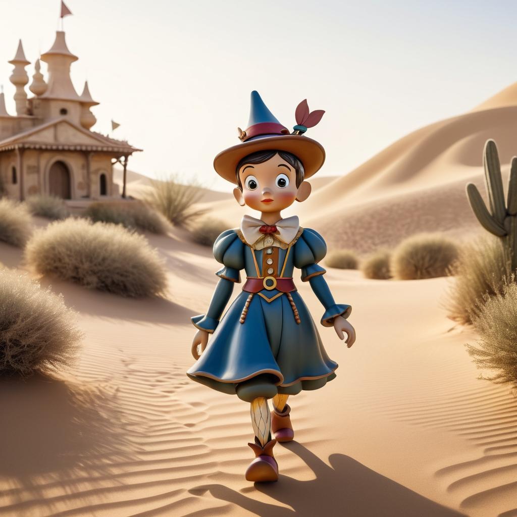 Ceramic Pinocchio in a Mystical Desert