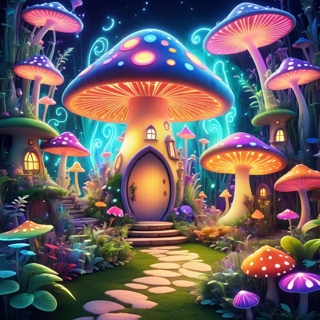 Whimsical Garden of Giant Mushrooms