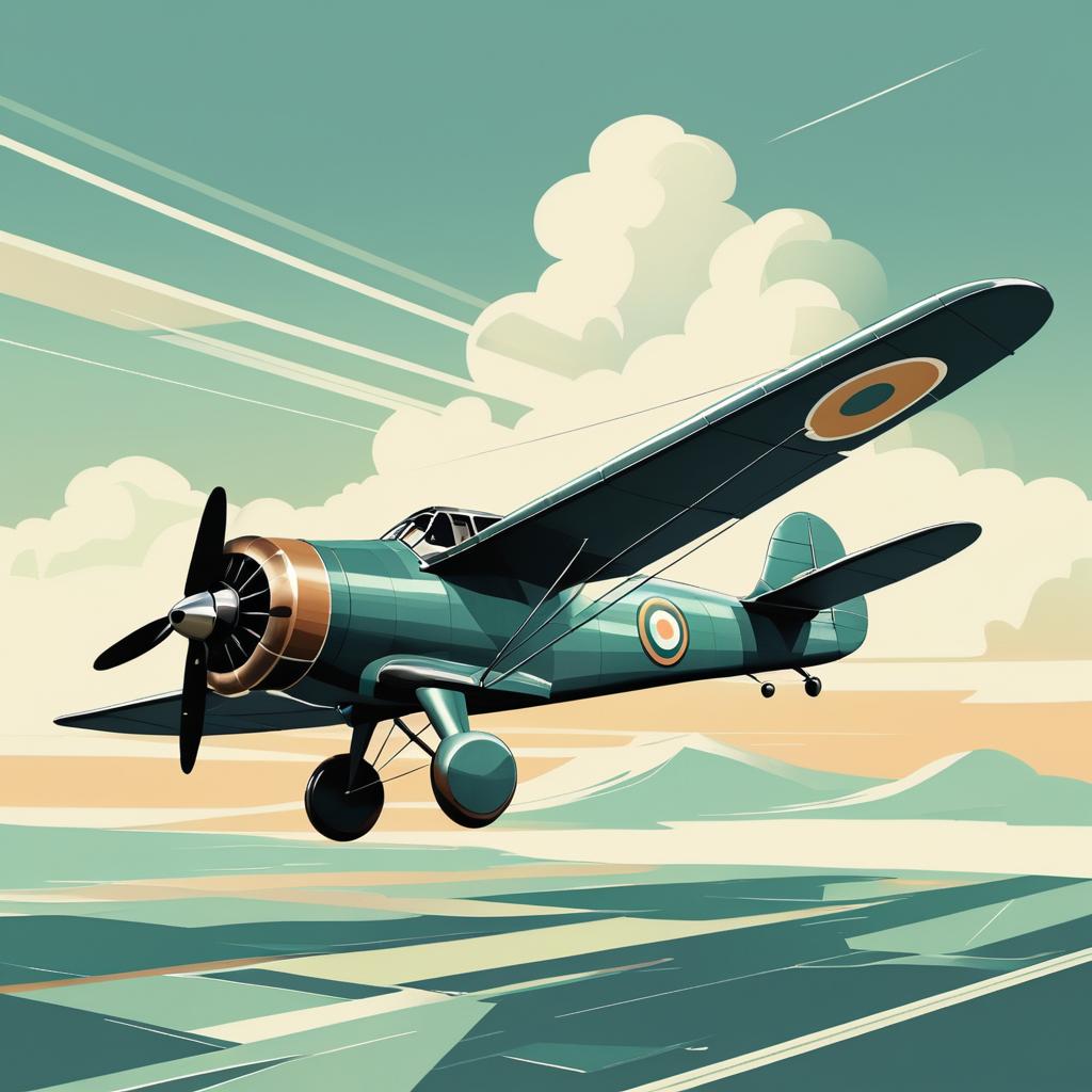 Vintage Airplane Retro Painting Illustration