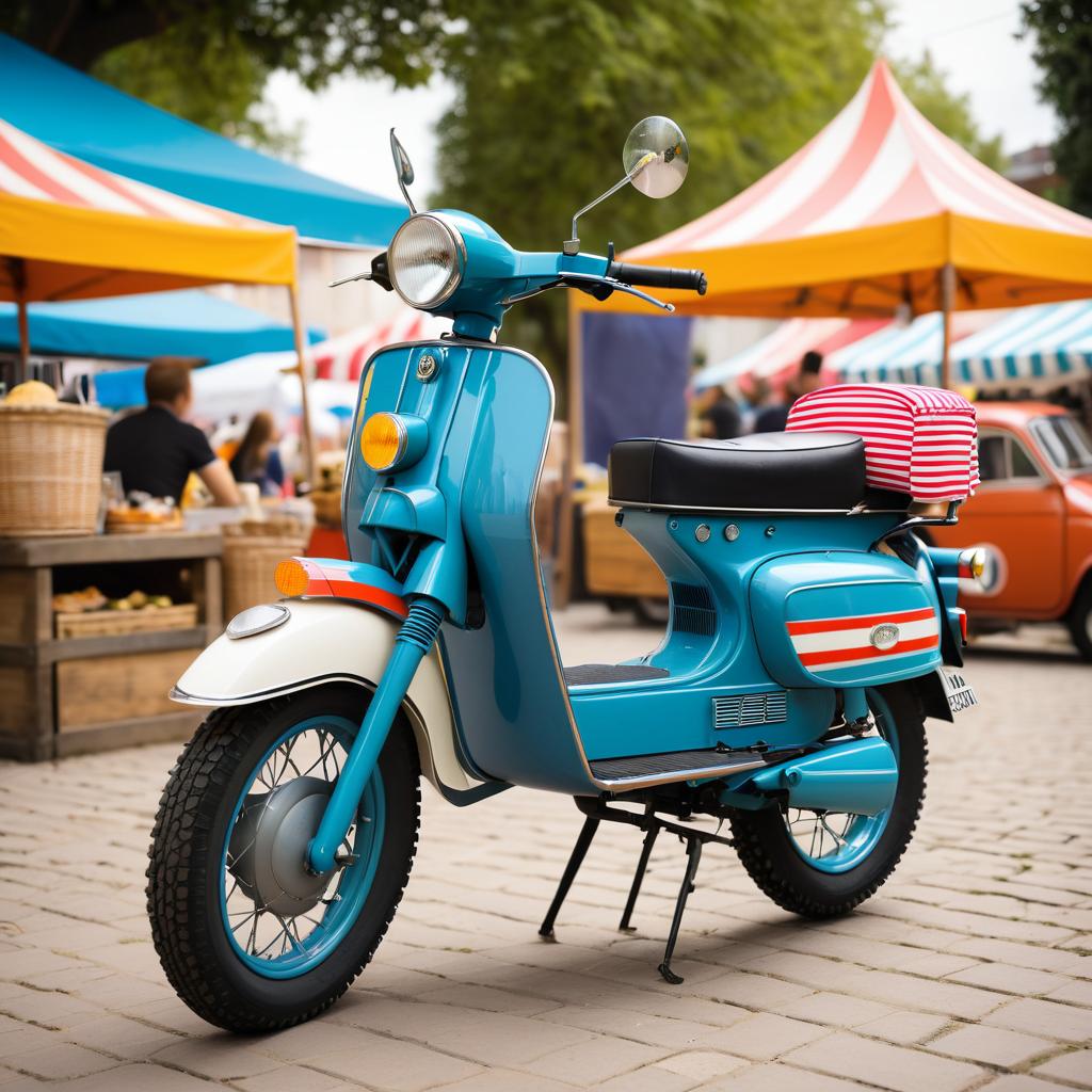 Retro Moped at Street Festival Scene