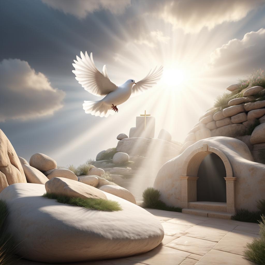 Celestial Dove Over Empty Tomb