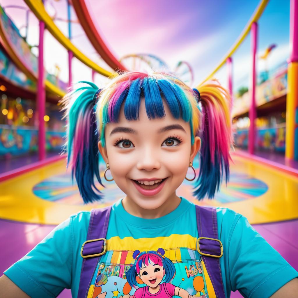 Vibrant Comic Portrait of a Joyful Girl