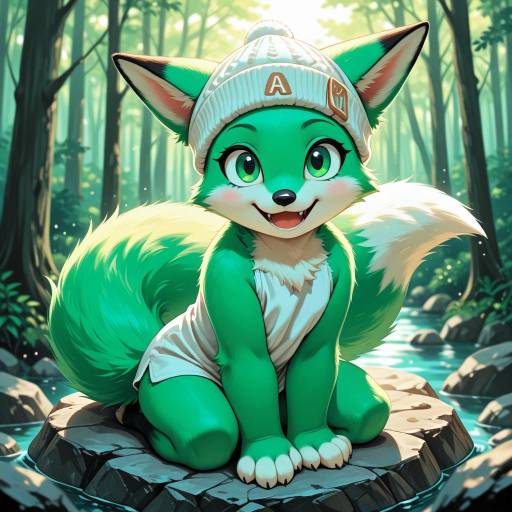 Curious Fox in Towel and Beanie