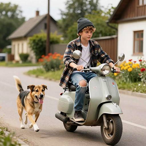 90s Grunge Teen on Soviet Moped