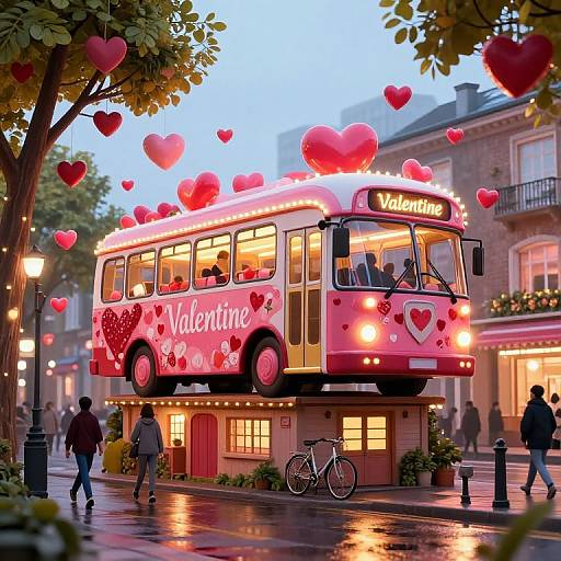 Whimsical Heart-Shaped Valentine Bus