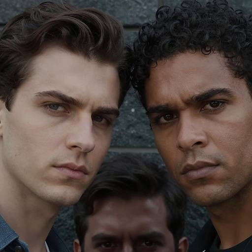 Intense Expressions of Two Men Close-Up