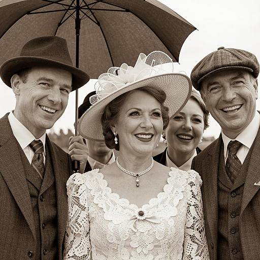 Vintage Sepia Family Portrait Outdoors