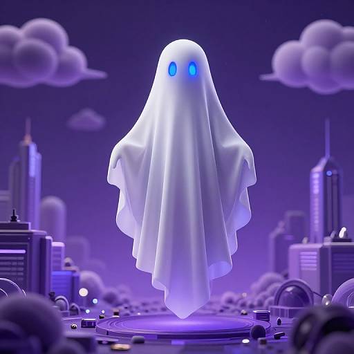 Ghostly Figure in Futuristic Metaverse