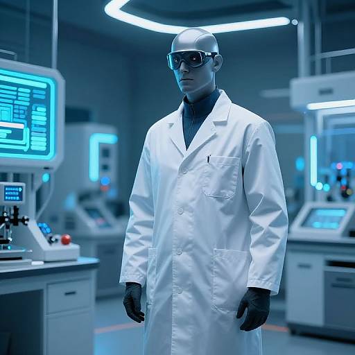 Futuristic Scientist in Aperture Lab Coat