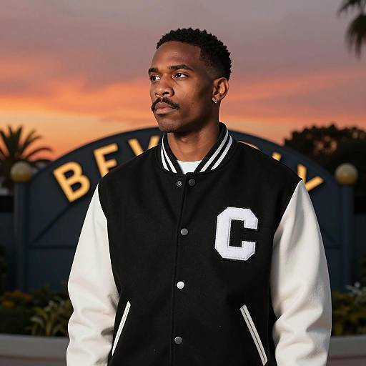 Serious Man Against a Sunset Background