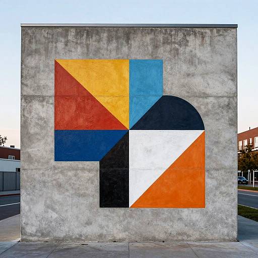 Modern Abstract Mural on Concrete Wall