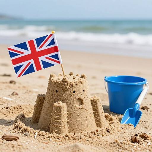 Union Jack Sandcastle on Beach