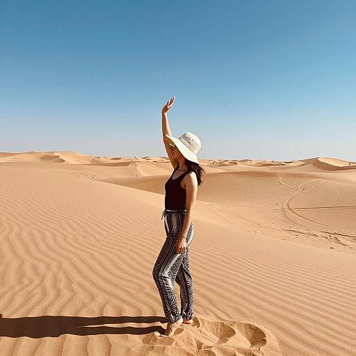 Woman in Desert with Sun Hat