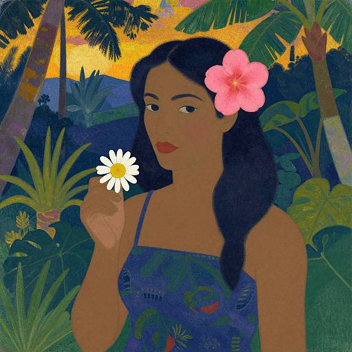 Tropical Woman in Gauguin Style