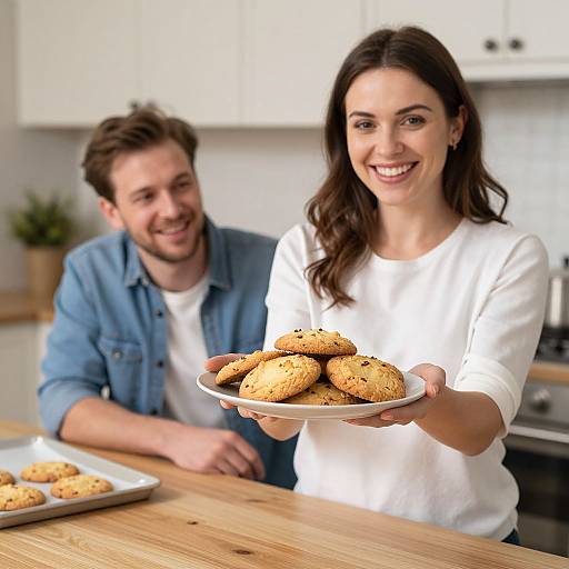 Proud Woman Presenting Fresh Cookies
