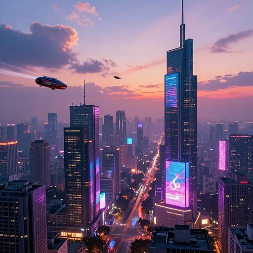 Cyberpunk Metropolis at Dusk