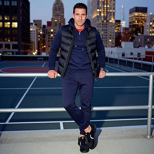 Sporty Urban Man on Rooftop Court